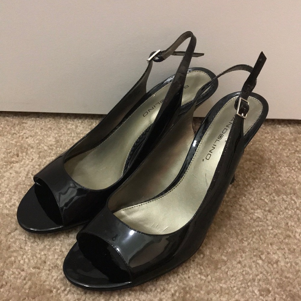 Bandolino Black Patent Leather Sling-Back Heels